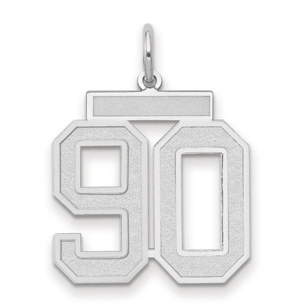 14k White Gold, Jersey Collection, Medium Number 90 Pendant